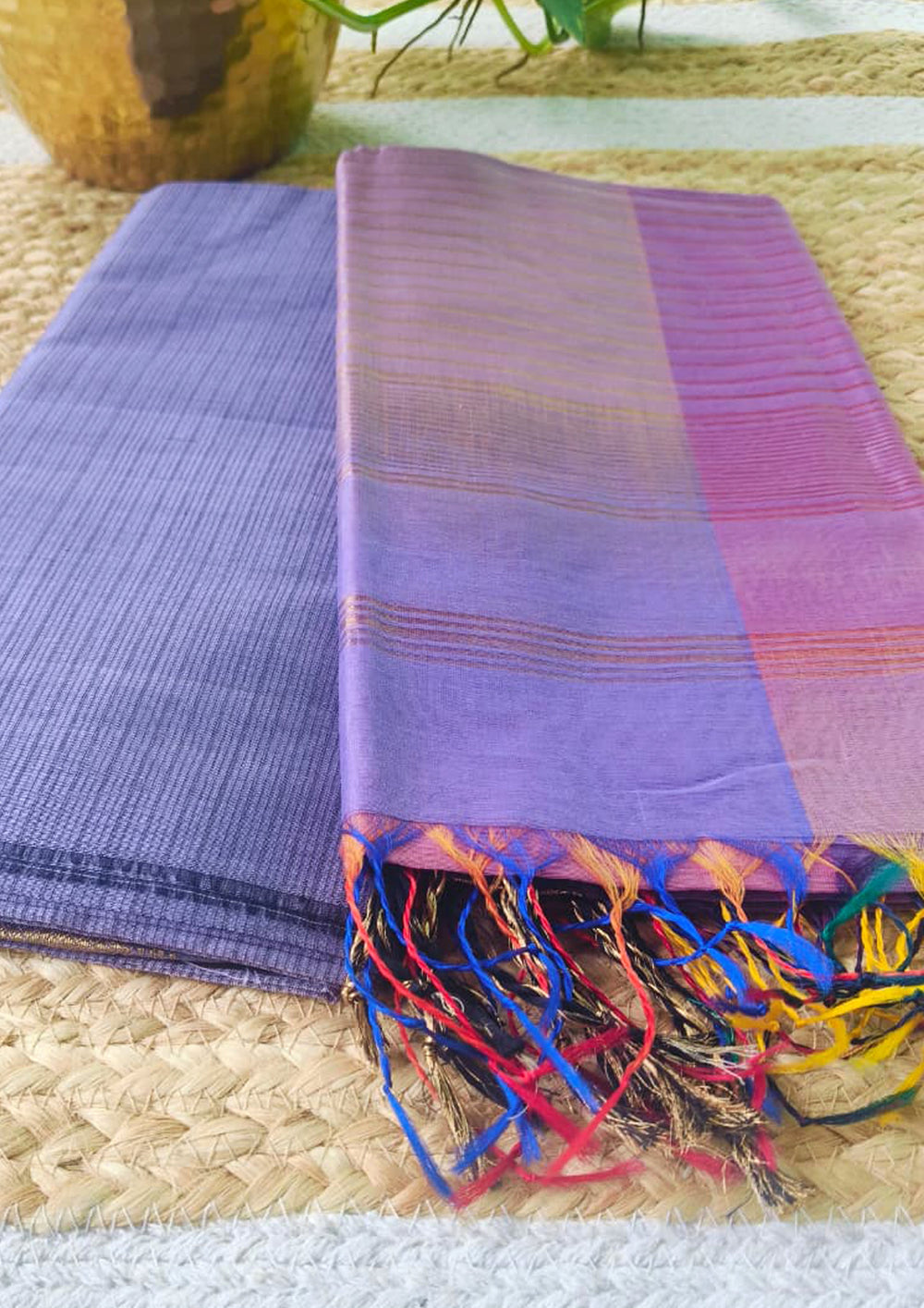 Maheshwari Silk Suit Set - Light Purple M19 - Wefta