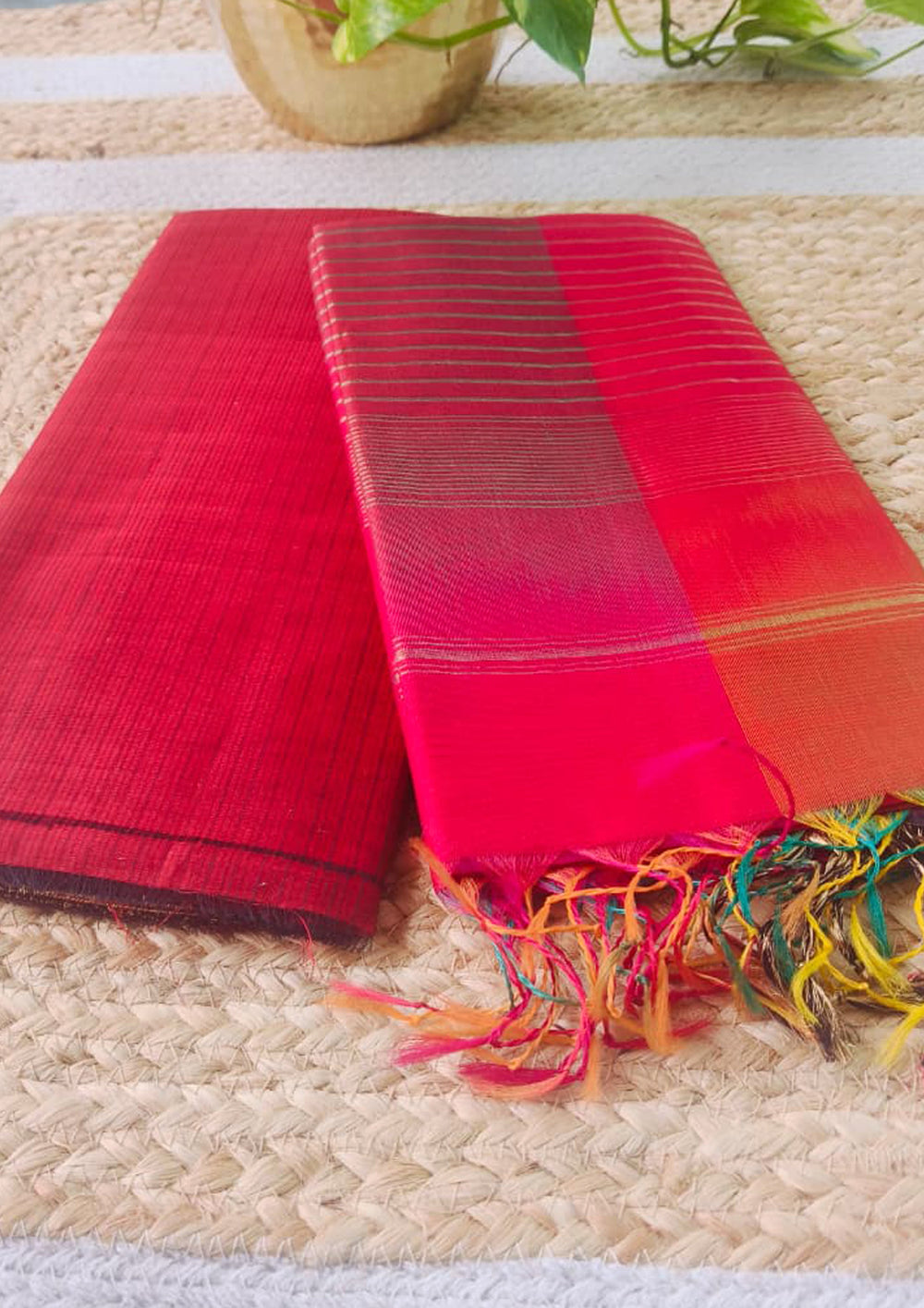 Maheshwari Silk Suit Set - Maroon M15 - Wefta