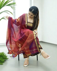 Maheshwari Silk Suit Set - Mrn1 - Wefta