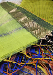 Maheshwari Silk Suit Set - Olive1 - Wefta