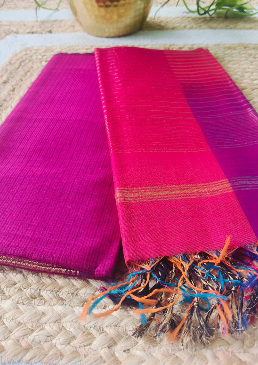 Maheshwari Silk Suit Set - Pink M21 - Wefta