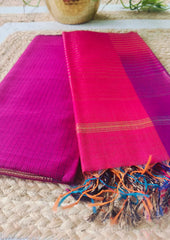 Maheshwari Silk Suit Set - Pink M21 - Wefta