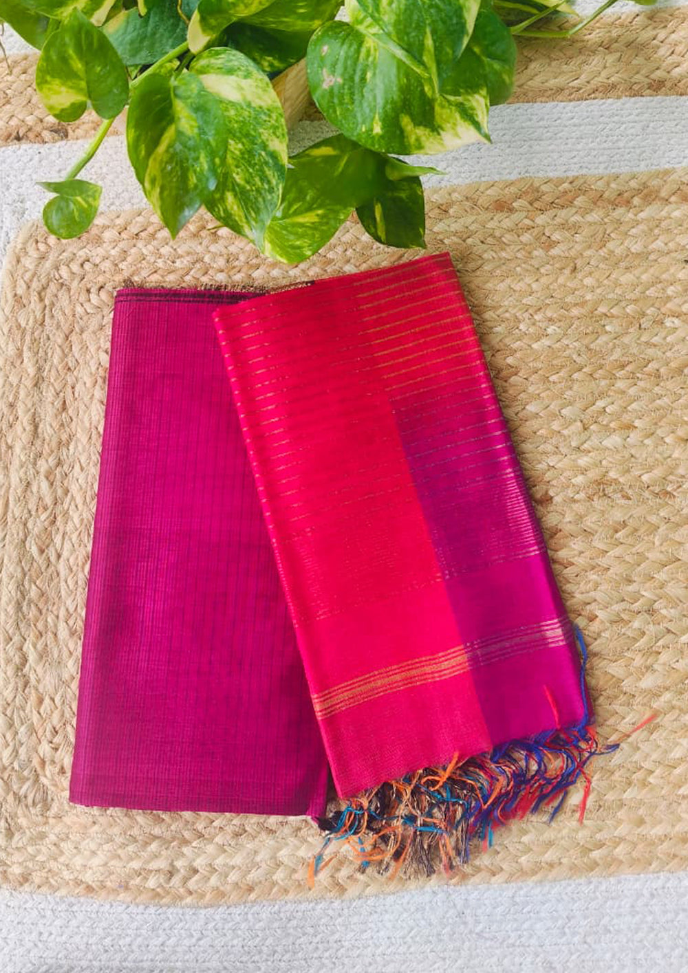 Maheshwari Silk Suit Set - Pink M21 - Wefta