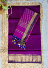 Maheshwari Silk Suit Set - Purple M22 - Wefta