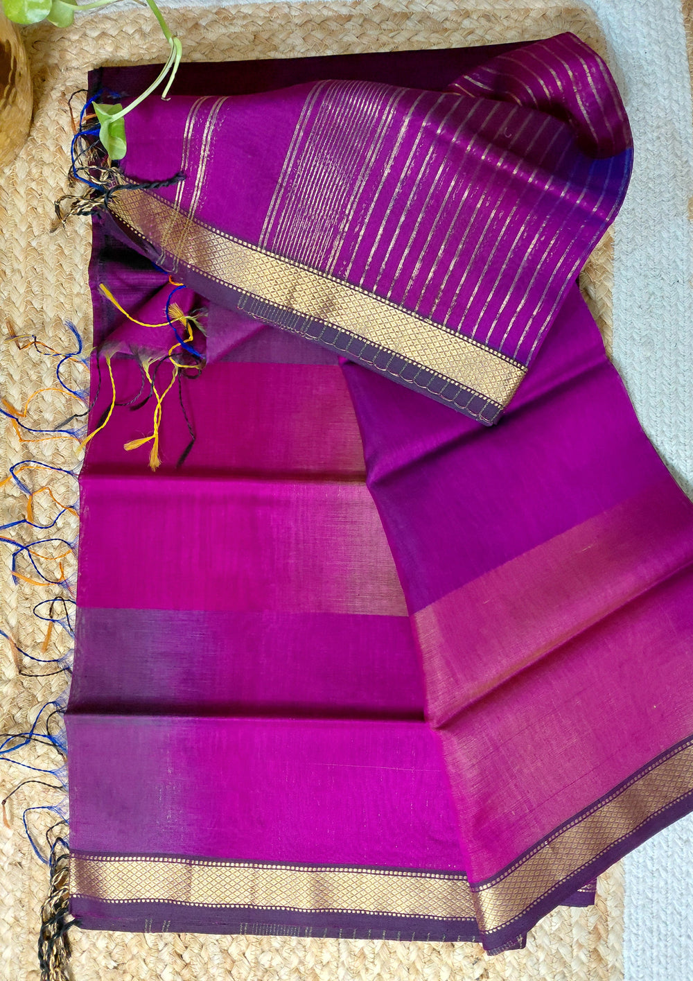 Maheshwari Silk Suit Set - Purple M22 - Wefta