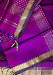 Maheshwari Silk Suit Set - Purple M22 - Wefta