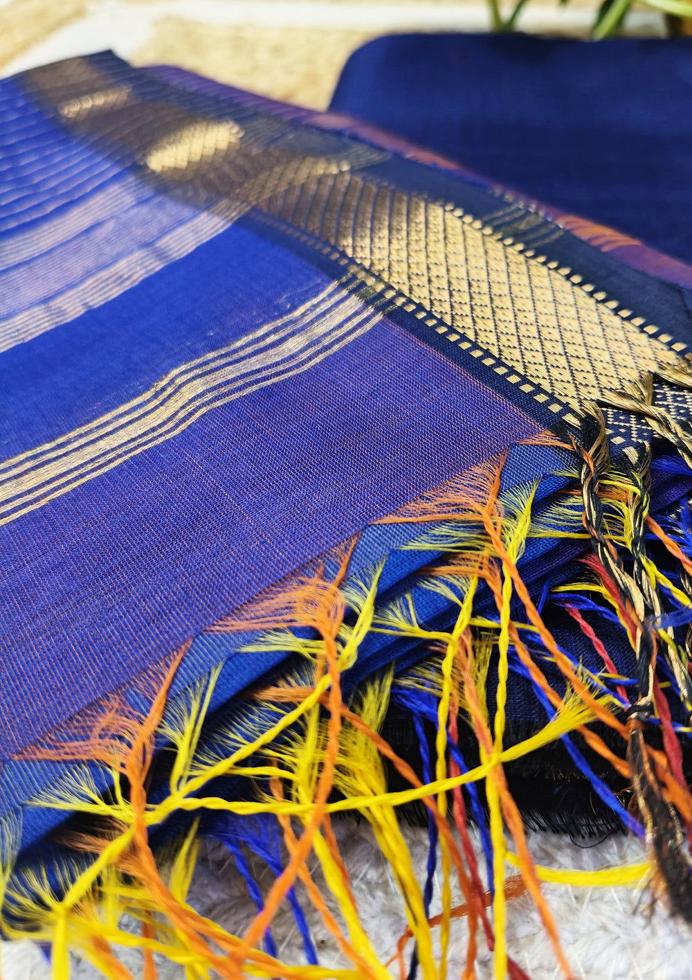 Maheshwari Silk Suit Set- Royal blue1 - Wefta