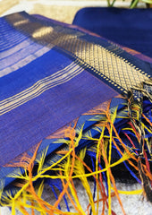 Maheshwari Silk Suit Set- Royal blue1 - Wefta