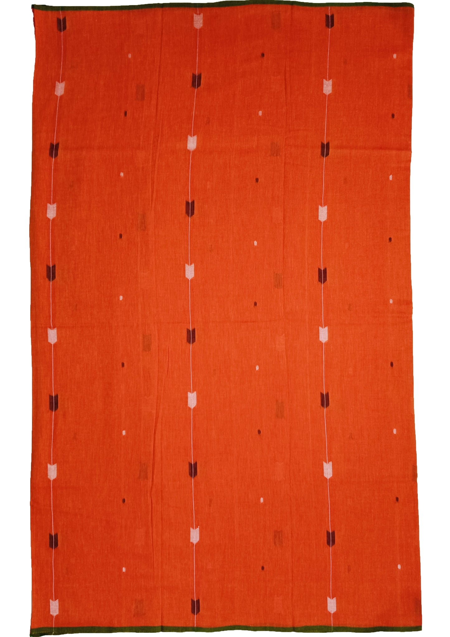 Cotton Jamdani Arrow Buti Saree- Orange