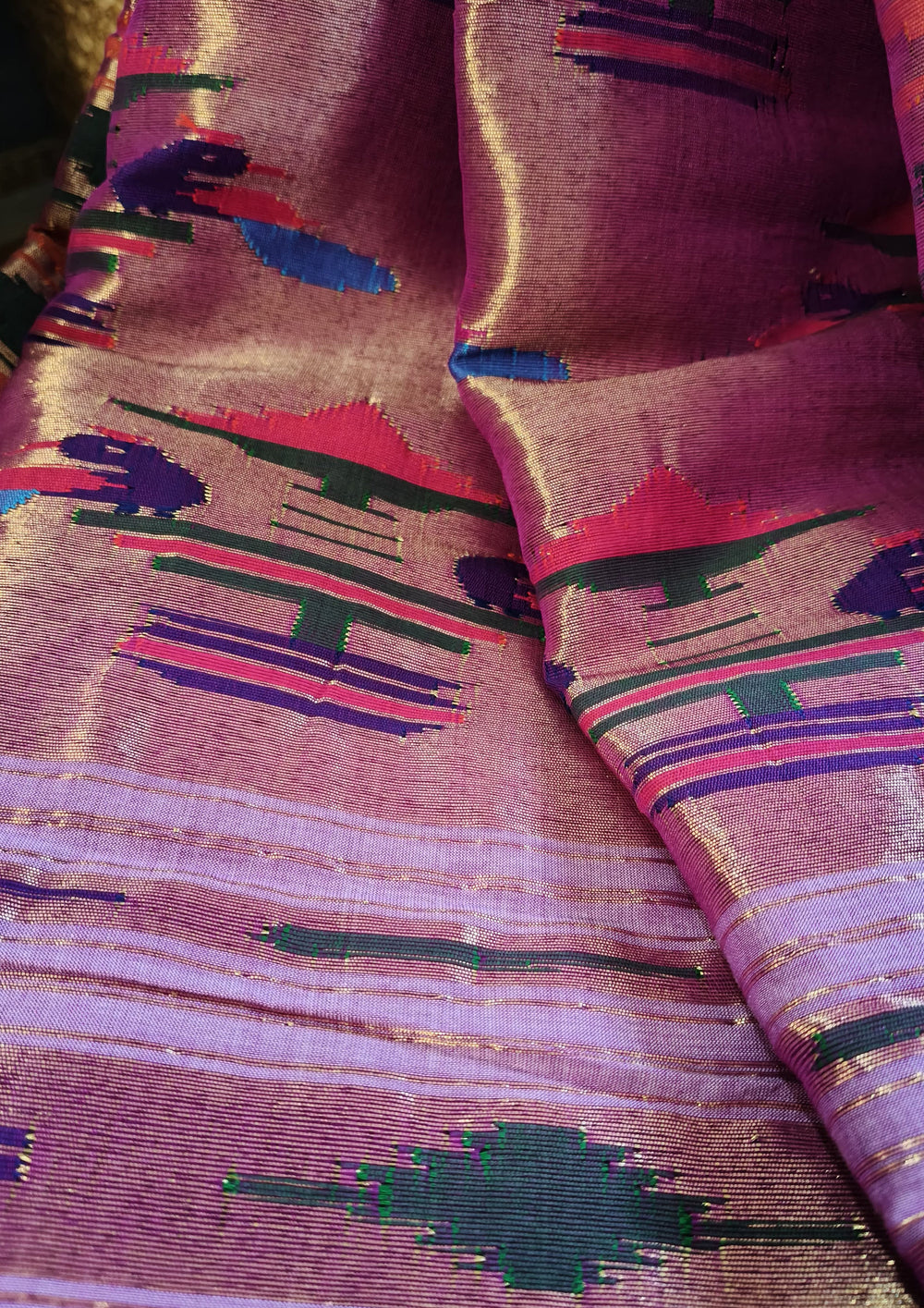 Paithani Cotton Saree - Light Purple - Wefta