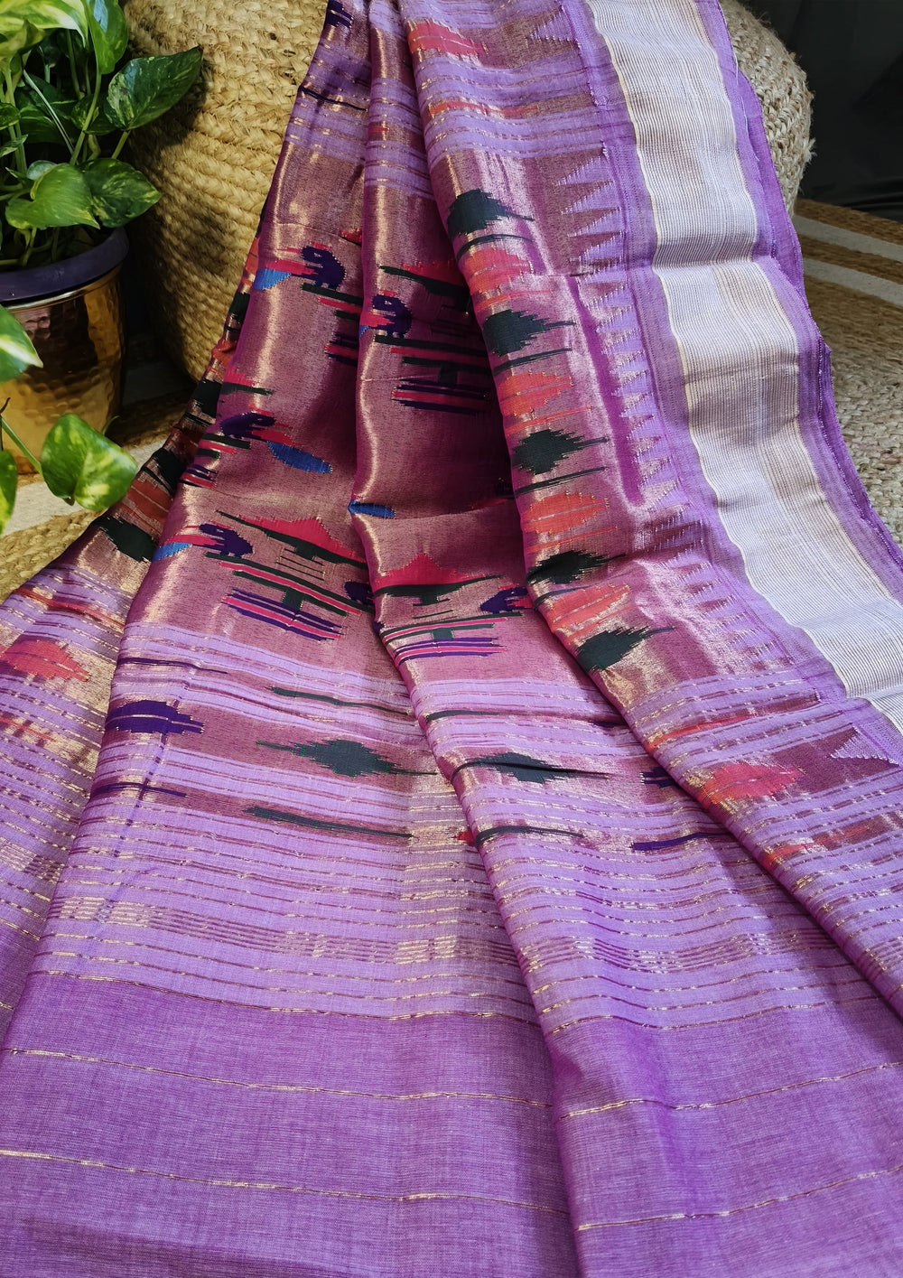 Paithani Cotton Saree - Light Purple - Wefta