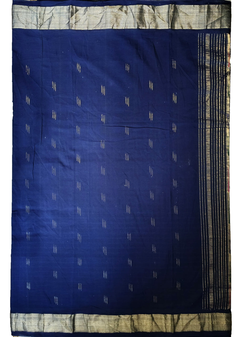 Paithani Cotton Saree - Navy Blue - Wefta