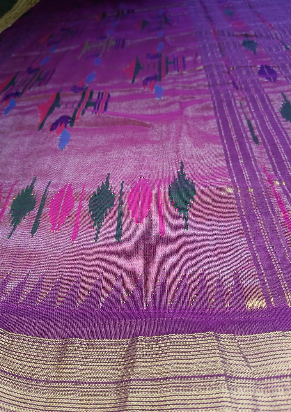 Paithani Cotton Saree - Purple - Wefta