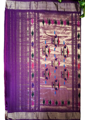 Paithani Cotton Saree - Purple - Wefta