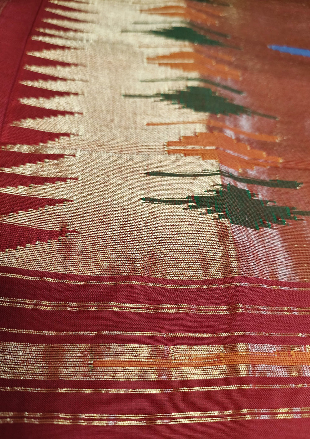 Paithani Cotton Saree- Red - Wefta