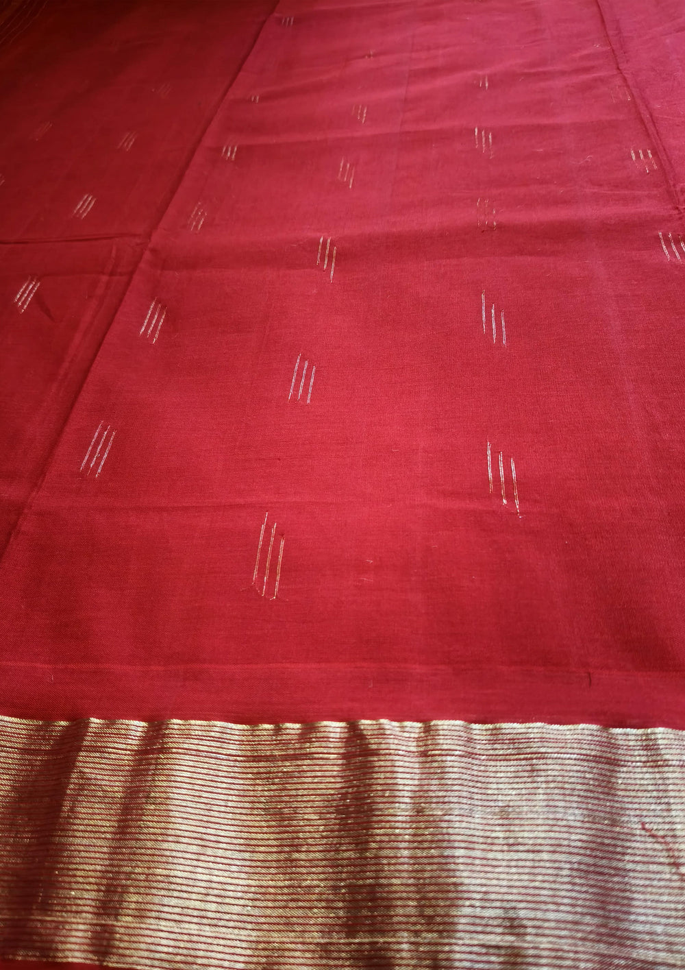 Paithani Cotton Saree- Red - Wefta