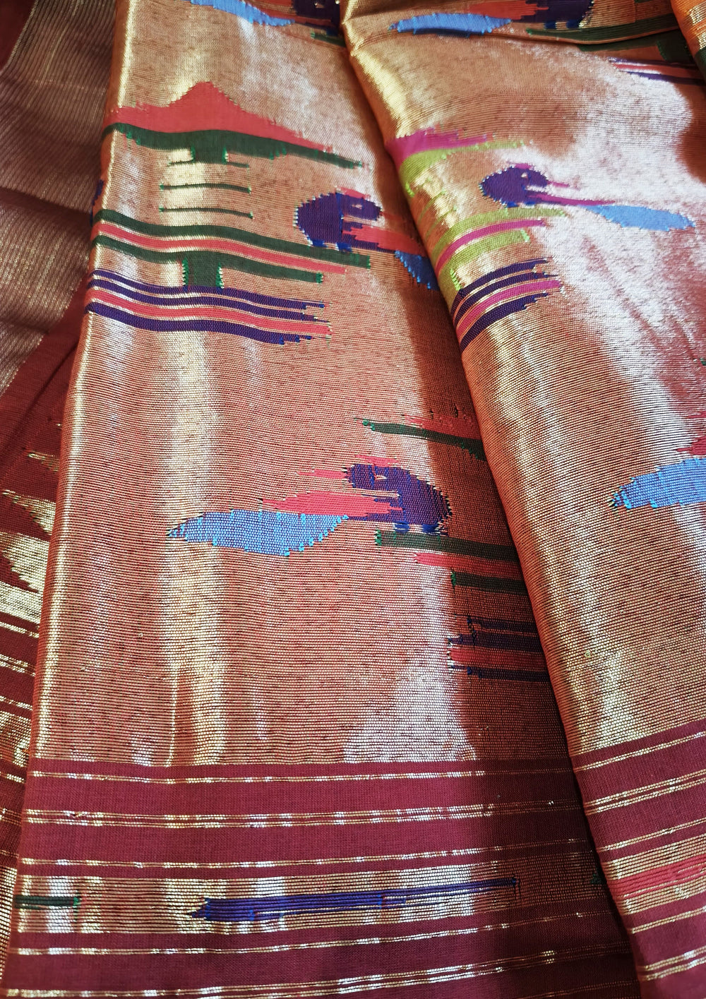 Paithani Cotton Saree- Red - Wefta