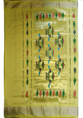 Paithani Cotton Saree - Yellow - Wefta