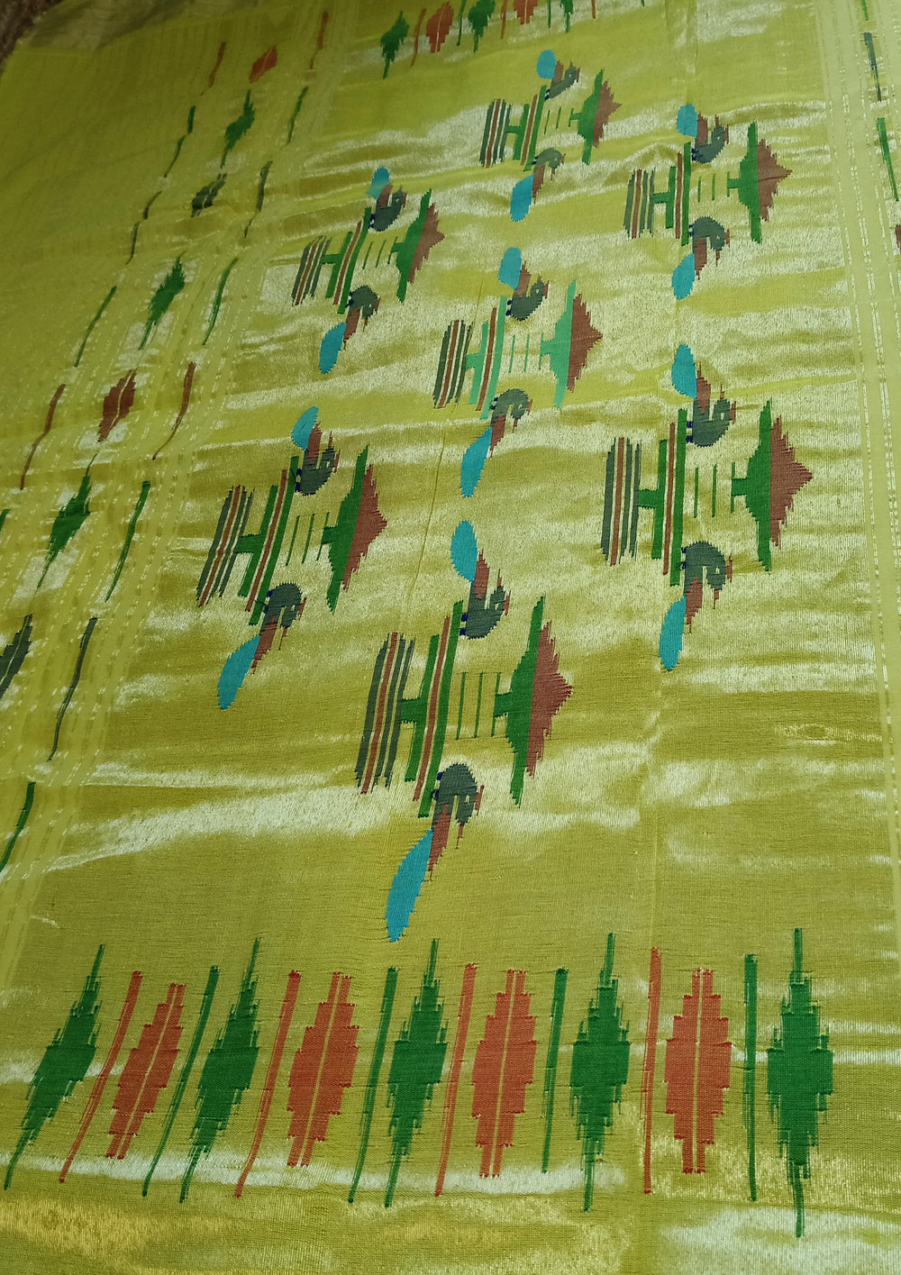 Paithani Cotton Saree - Yellow - Wefta