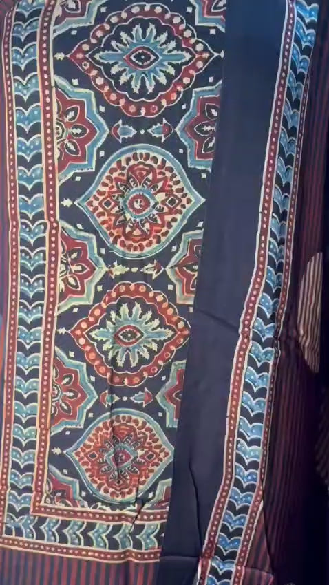 Ajrakh Handblock Printed Modal Suit- Red Ajm5