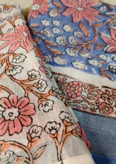 Printed Linen Suit Set- Blue Pink PL07 - Wefta