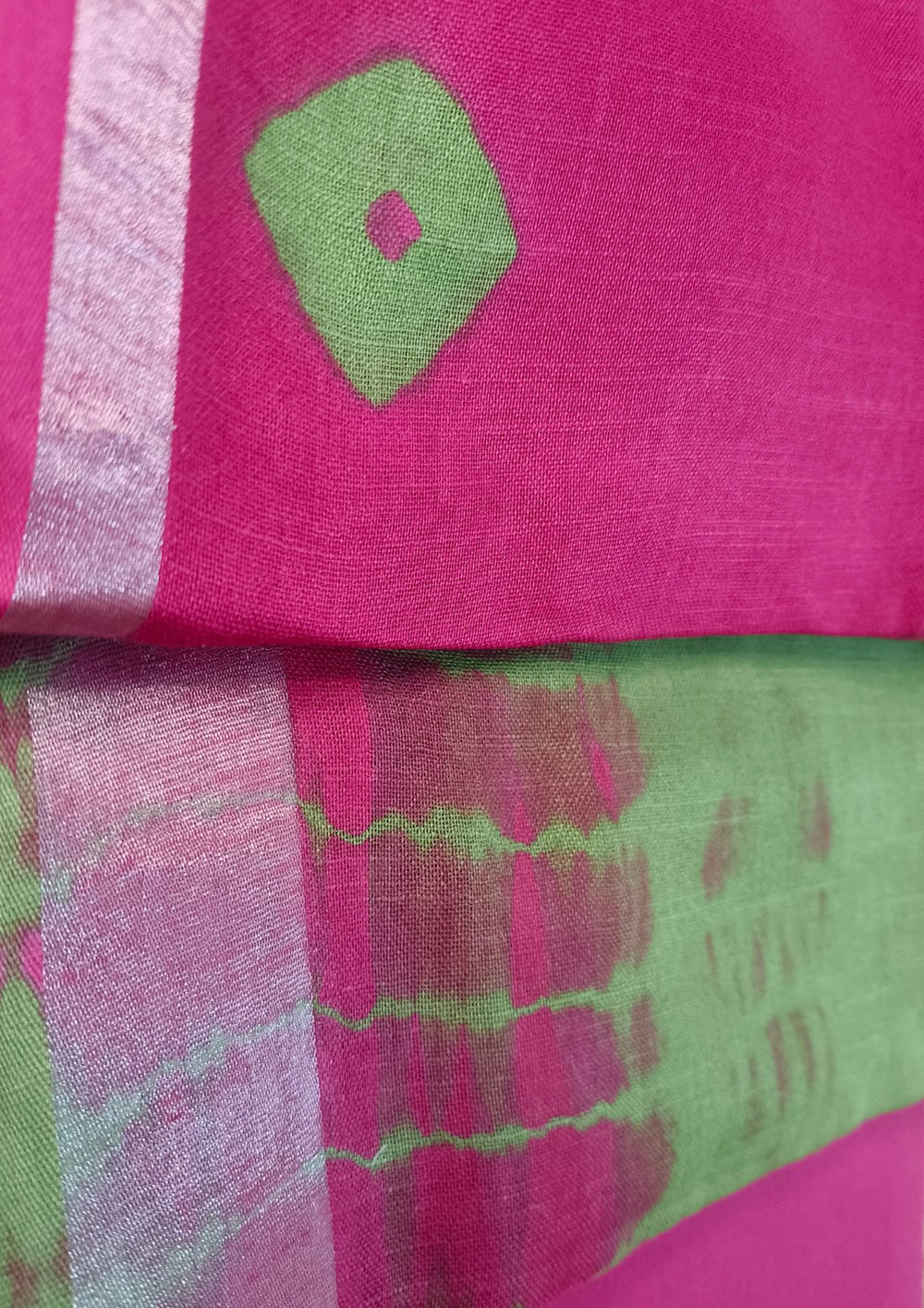 Printed Linen Suit Set- Pink Green PL03 - Wefta