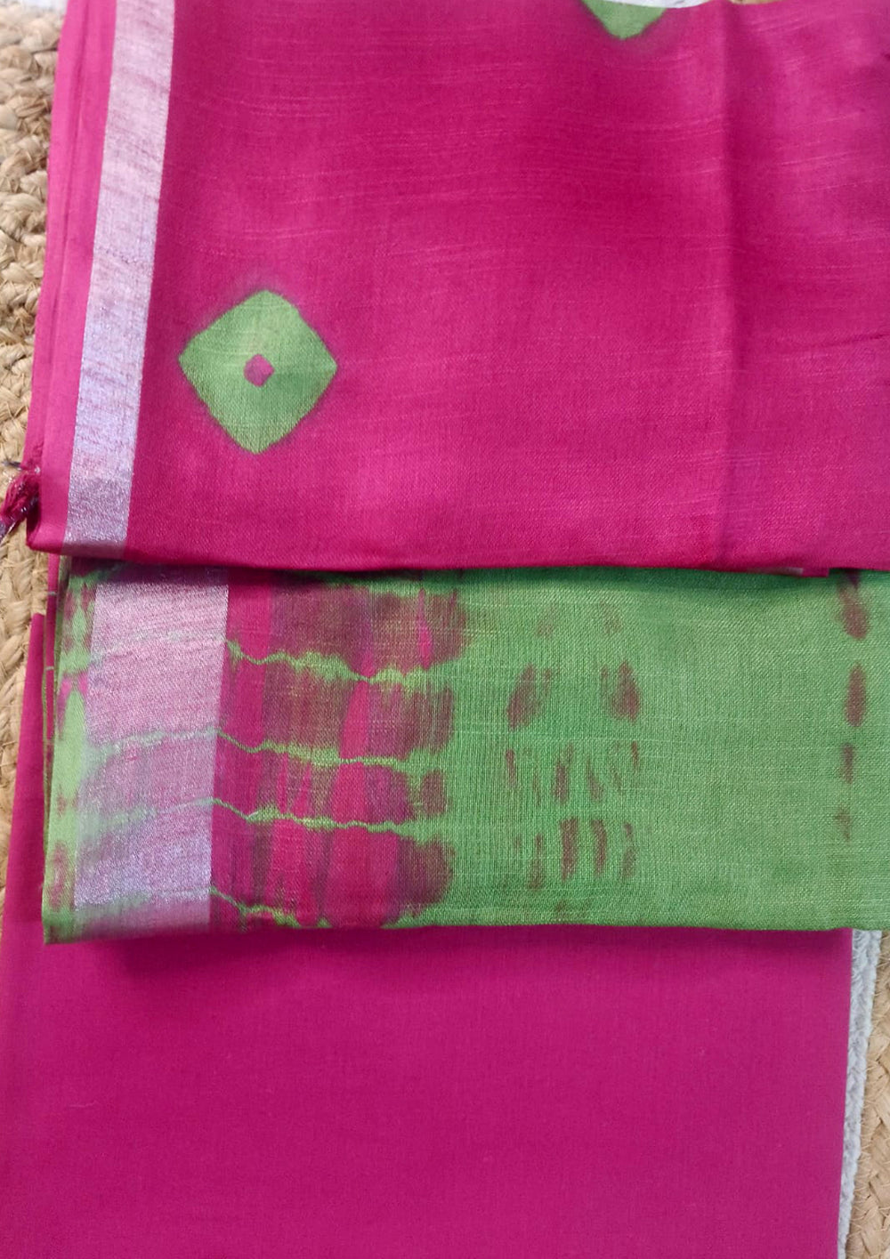 Printed Linen Suit Set- Pink Green PL03 - Wefta