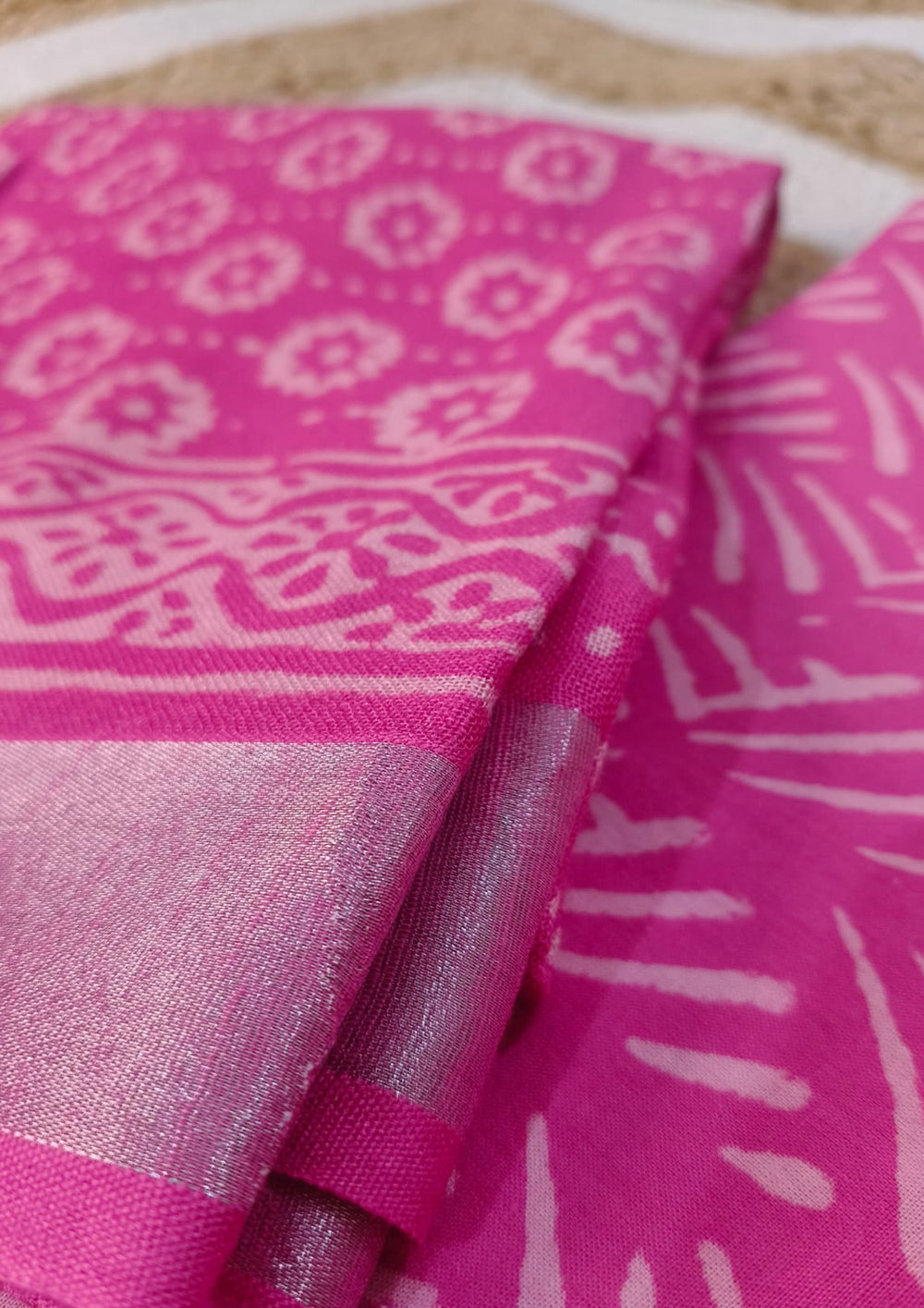 Printed Linen Suit Set- Pink Self PL06 - Wefta