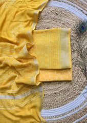 Printed Linen Suit Set- Yellow PL04 - Wefta