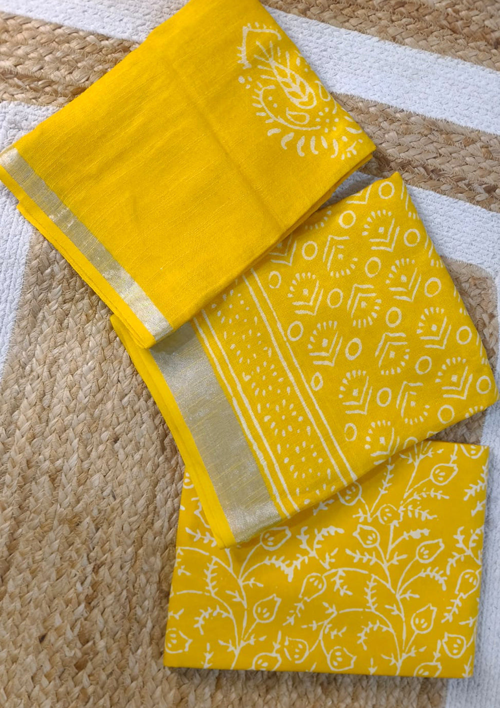 Printed Linen Suit Set- Yellow PL04 - Wefta