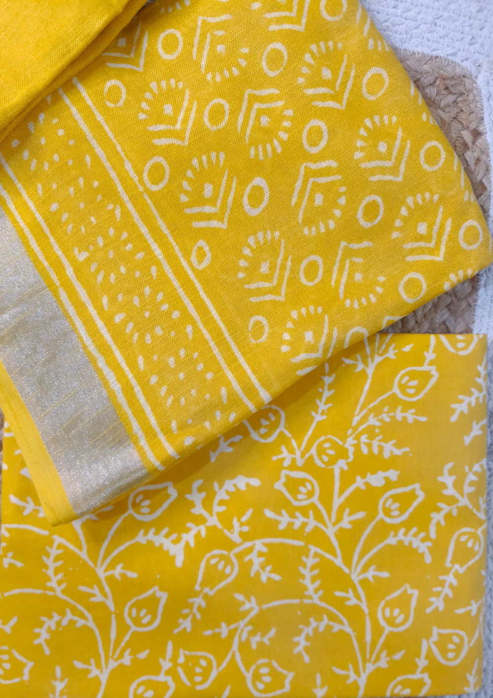 Printed Linen Suit Set- Yellow PL04 - Wefta