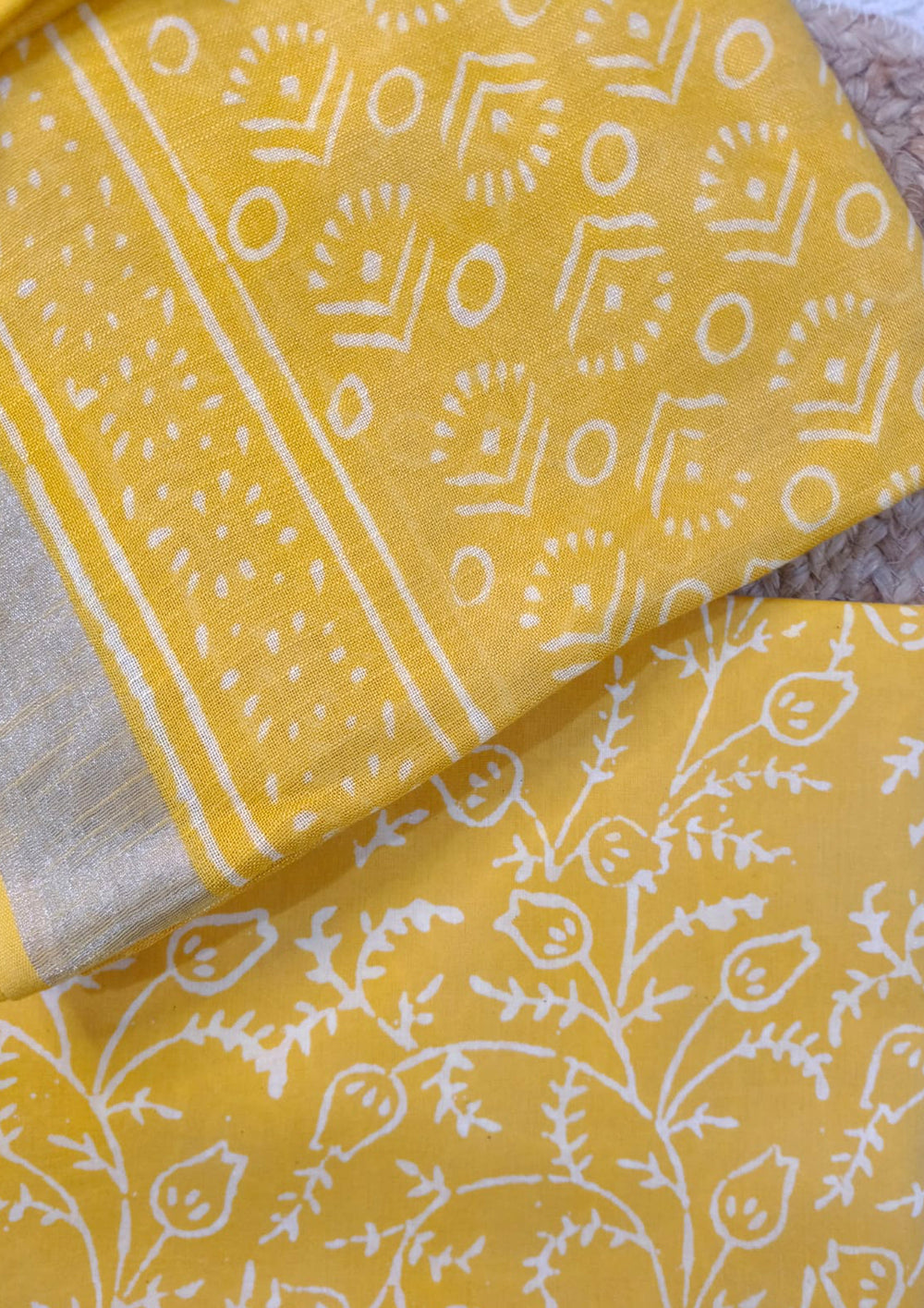 Printed Linen Suit Set- Yellow PL04 - Wefta