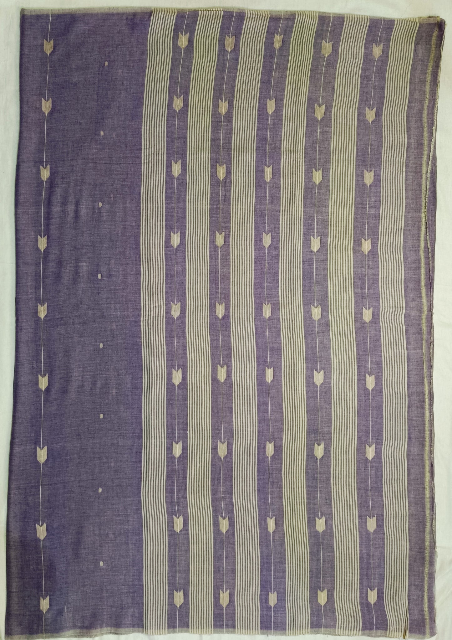 Cotton Jamdani Arrow Buti Saree- Lilac