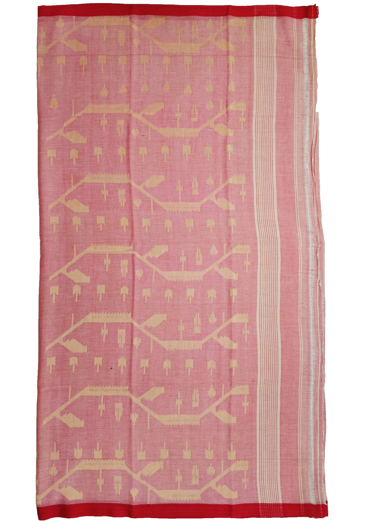 Cotton Jamdani Chir buti Saree- Red