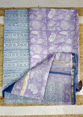 Sanaganeri Chanderi Suit - Lilac - Wefta