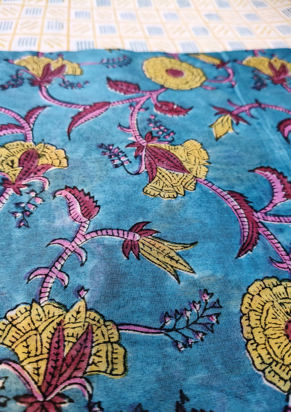 Sanganeri Chanderi Suit- Blue - Wefta
