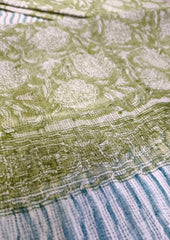Sanganeri Cotton Kota Suit - Blue Green - Wefta