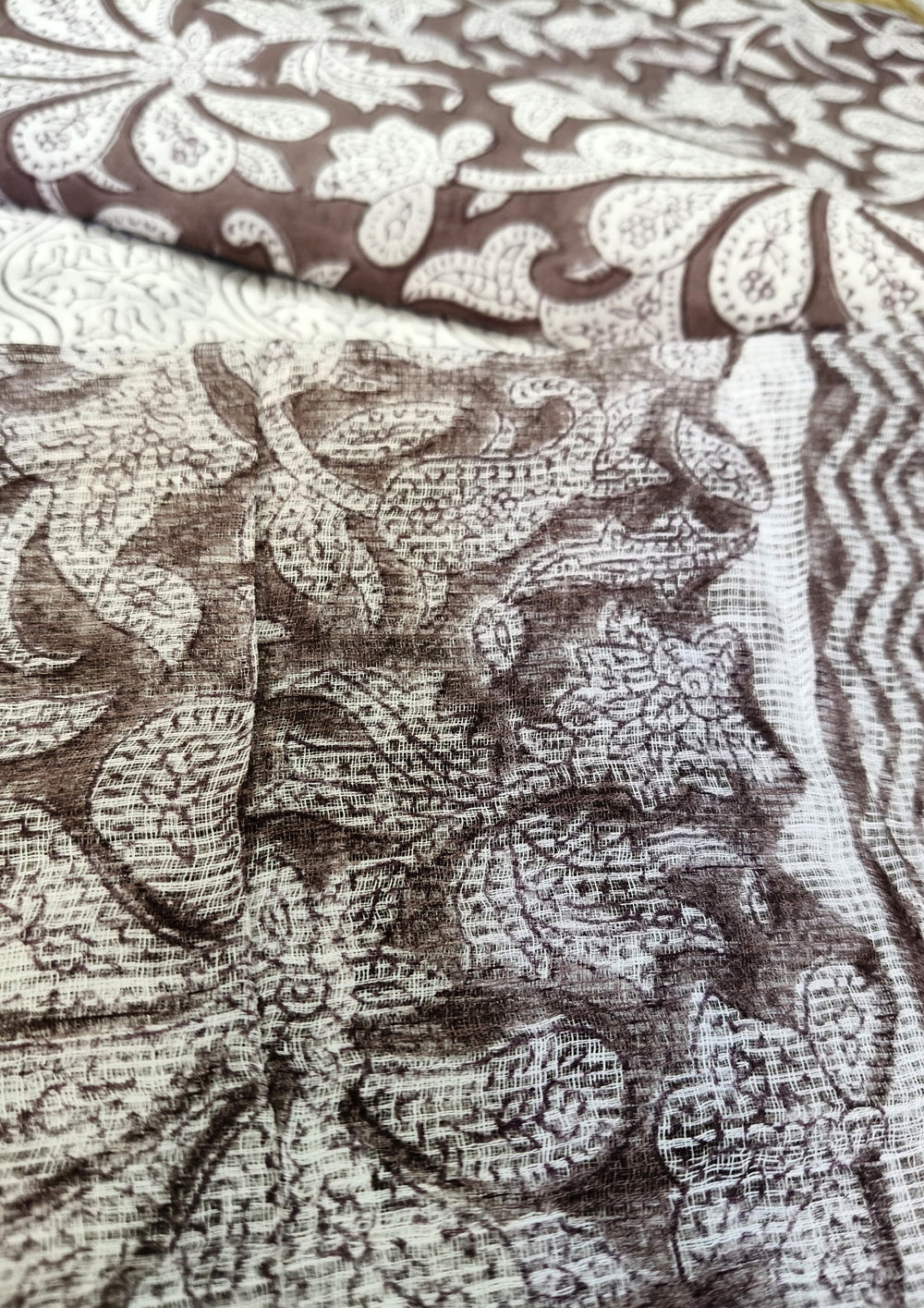 Sanganeri Cotton Kota Suit - Brown - Wefta