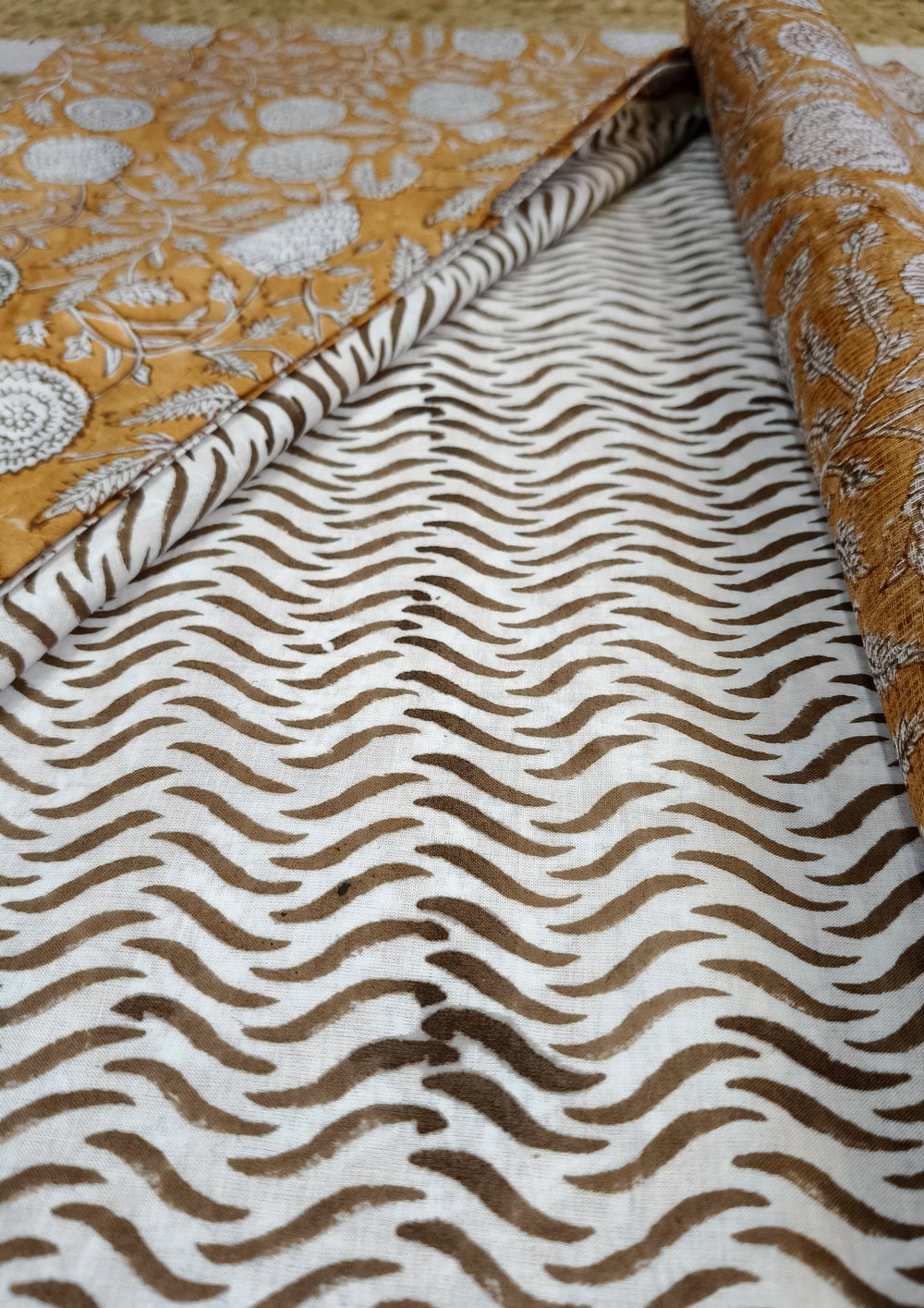 Sanganeri Cotton Kota Suit - Mustard Yellow - Wefta
