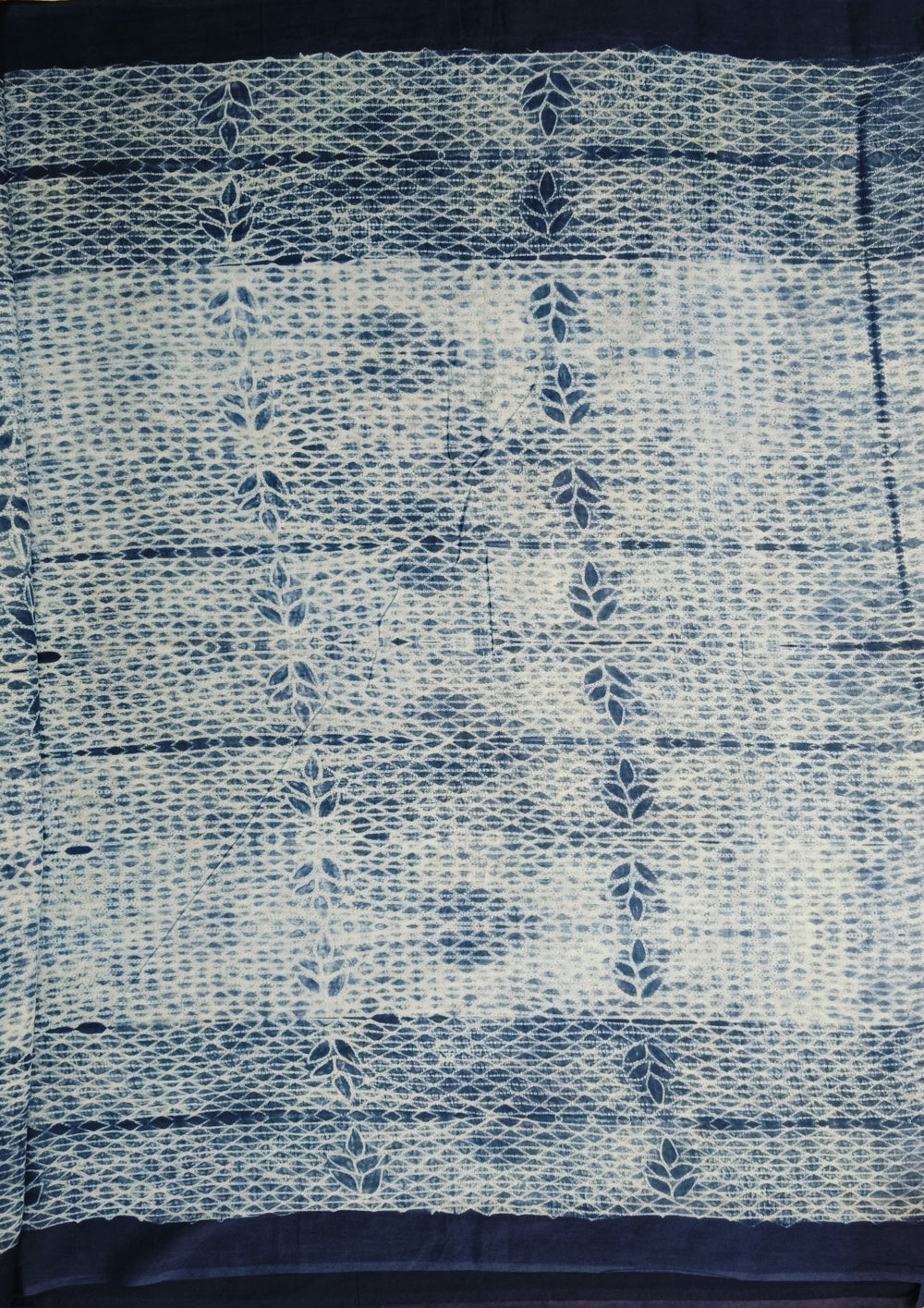 Shibori Cotton Mulmul Saree - Indigo 1 - Wefta