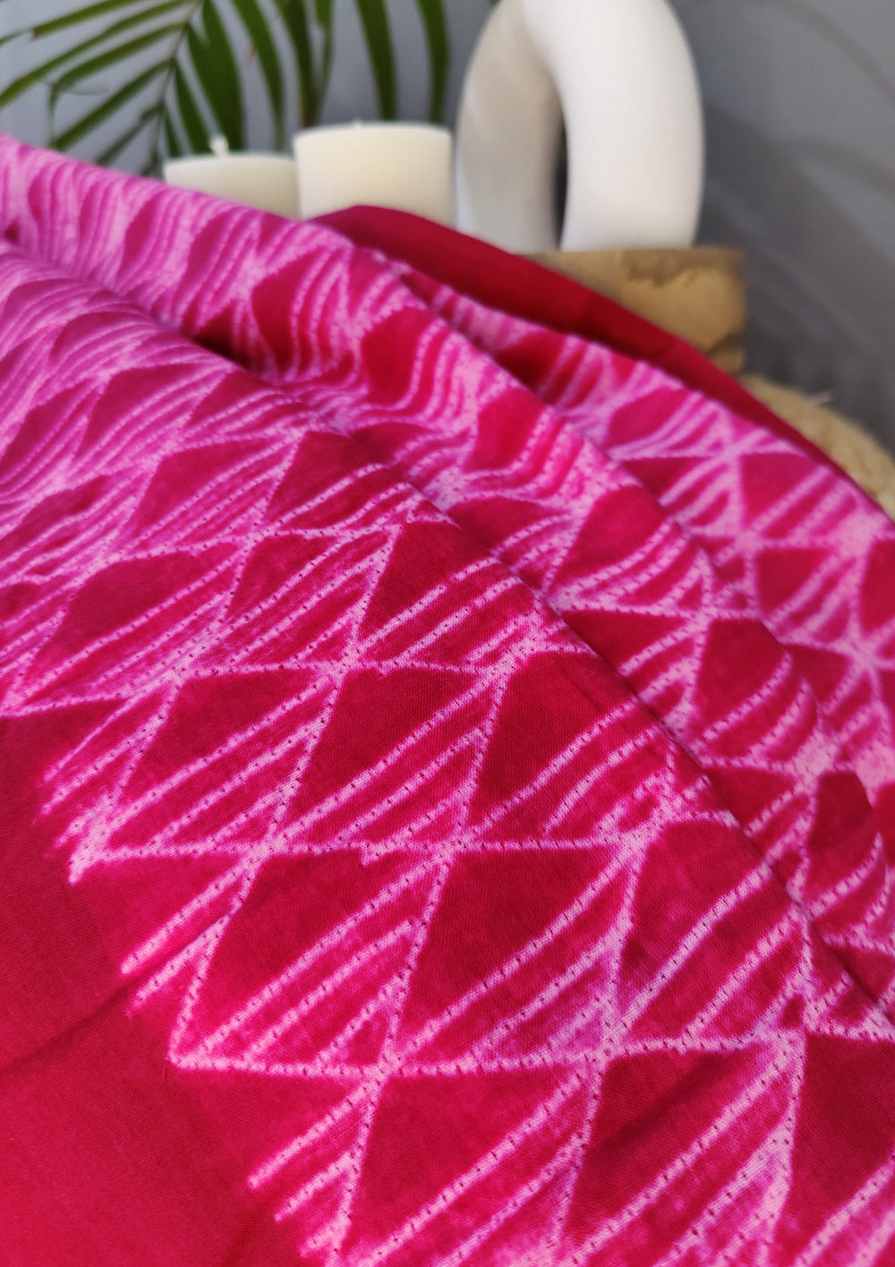 Shibori Cotton Mulmul Saree- Pink 1 - Wefta