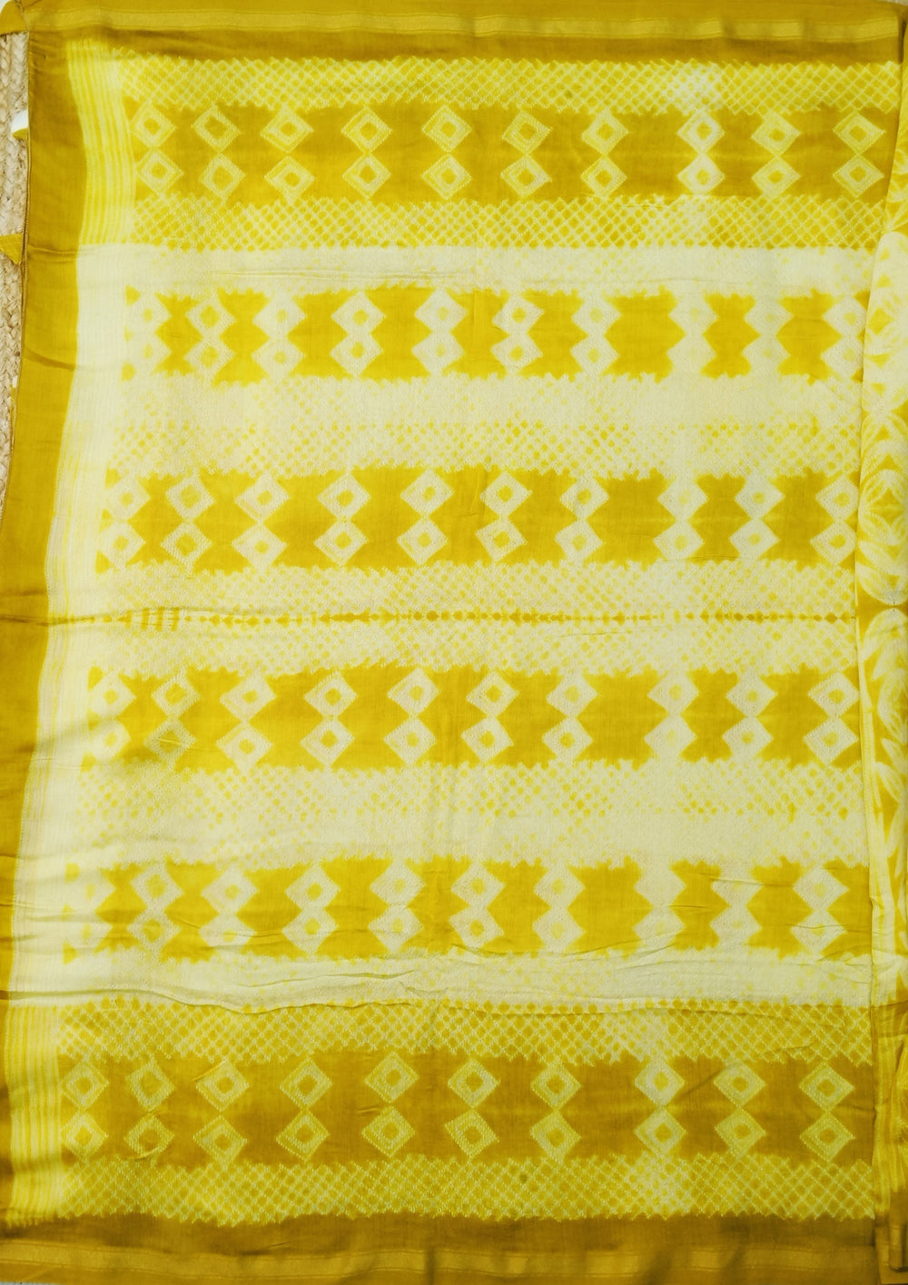 Shibori Maheshwari Saree S1 - Yellow - Wefta