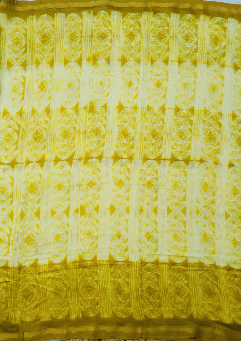 Shibori Maheshwari Saree S1 - Yellow - Wefta