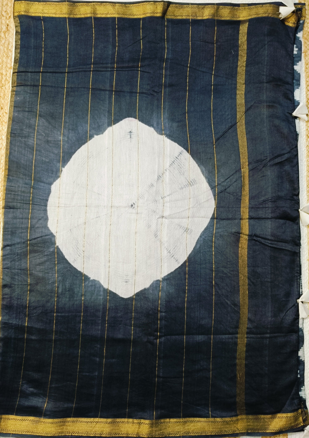 Shibori Maheshwari Saree S2- Black - Wefta