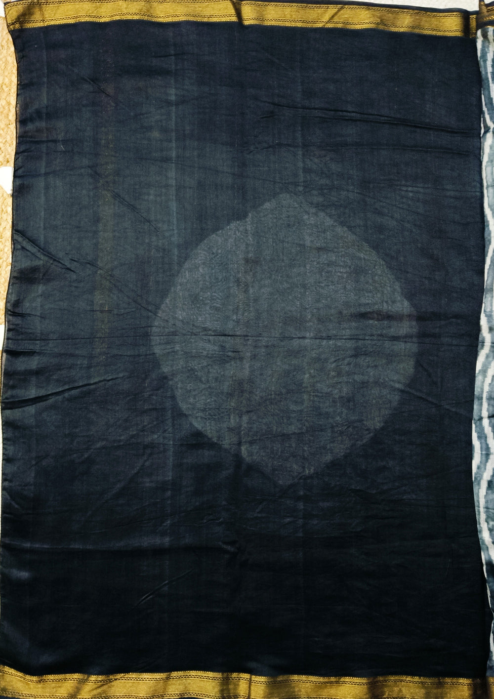 Shibori Maheshwari Saree S2- Black - Wefta