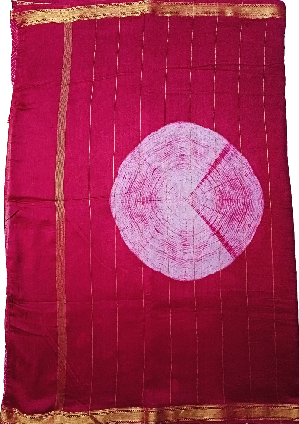 Shibori Maheshwari Saree S3- Pink 1 - Wefta