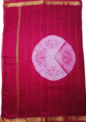 Shibori Maheshwari Saree S3- Pink 1 - Wefta
