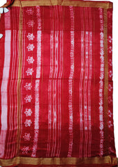 Shibori Maheshwari Saree S4- Red1 - Wefta