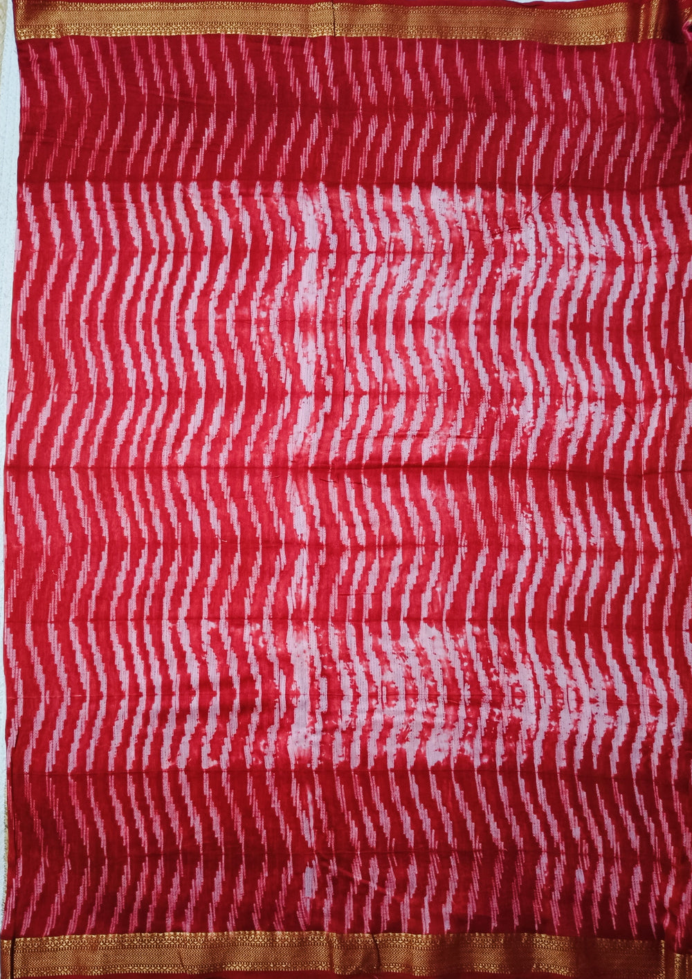 Shibori Maheshwari Saree S4- Red1 - Wefta