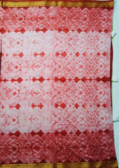 Shibori Maheshwari Saree S5- Red 2 - Wefta